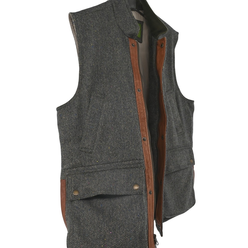VTG Orvis Sage Green Gray Wool Herringbone Tweed Heritage Vest Dark Academia
